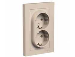 Розетка 2+2Р+Е шторки, песочный, серия AtlasDesign