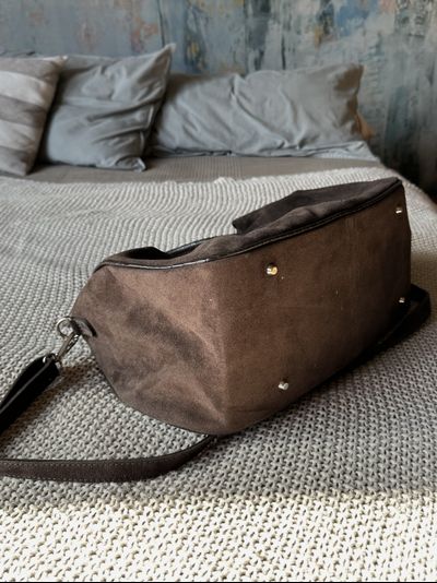 Женская коричневая сумка-трансформер из натуральной замши, Italy, Vera Pelle. Арт. 021041