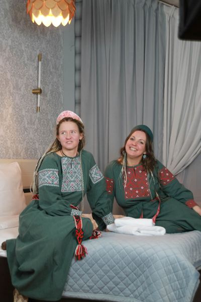 Платье славянское из крапивы Женское счастье цвет Тайга
