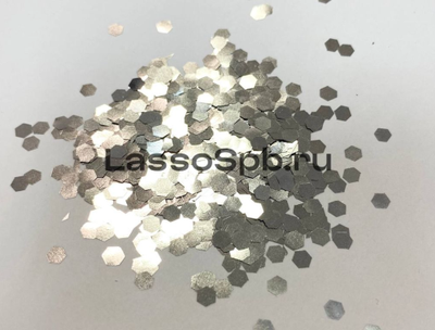 Блестки глиттер Серебро Экстра Крупный 4 мм вес 100 г