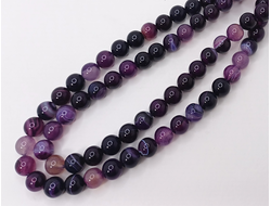 Агат тонированный на нити  10мм фиолетовый меланж