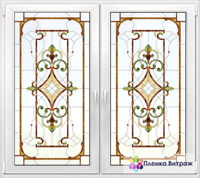 Витражная пленка, витражная пленка самоклеющаяся, пленочный витраж с классическим рисунком матовая
