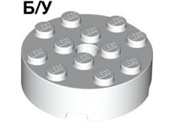 ! Б/У - Brick, Round 4 x 4 with Hole, White (87081 / 4558956) - Б/У
