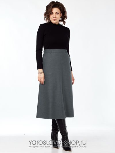 2960.Женская юбка А-силуэта в темно-сером цвете