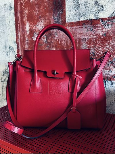 Женская форматная сумка из натуральной кожи, цвет красный рубин, Vera Pelle  Арт.022032