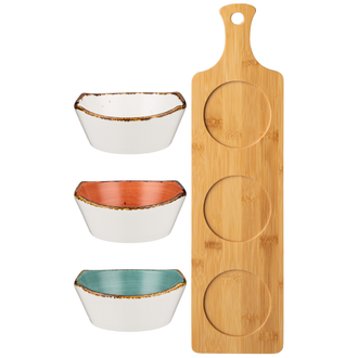 НАБОР САЛАТНИКОВ НА ДЕРЕВ. ПОДСТАВКЕ "ПРИРОДА" 4 ПРЕДМЕТА