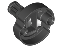 Technic, Gear 8 Tooth with Pin Holes and Ninjago Flywheel Socket - Short Shaft, Black (18590 / 6110044 / 6210763)