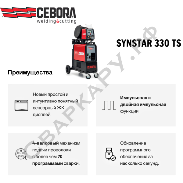 Полуавтомат для MIG/MAG сварки Cebora Synstar 330 TS Pulse/Double Pulse