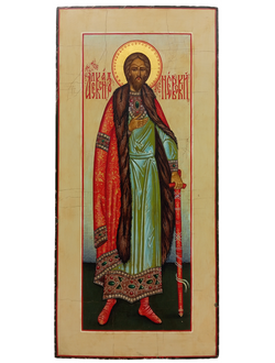Александр Невский, святой великий князь. Рукописная икона 25х52см.