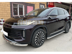 Защита переднего бампера двойная с перемычками d60/42 для Exeed TXL (2021-...)