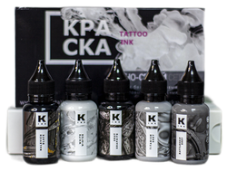 СЕТ ЧЁРНО-СЕРЫЙ - КРАСКА Tattoo Ink (5 шт по 30 мл)