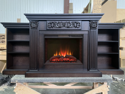 электрокамин с тумбами и полками