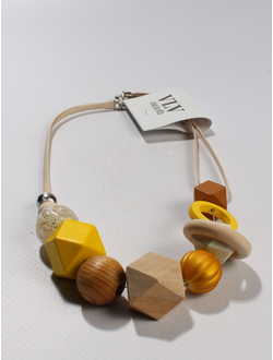 Колье "Ромбы два кольца"  желтое