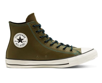 Кеды Converse All Star Tumbled кожаные зеленые высокие