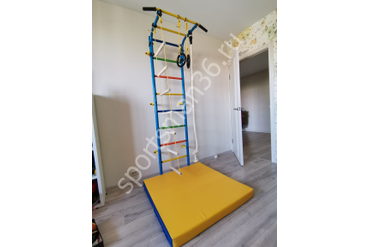 ДСК-12.с "Атлет-2ц", цветные ступеньки ПВХ, цвет синий + Мат гимнастический 1,0х1,0х0,1 м складной