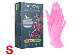 Нитриловые Перчатки "Benovy" (S) pink