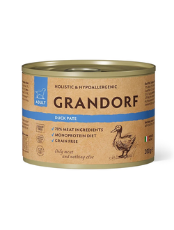 Grandorf (Грандорф) влажный корм (консерва) для собак паштет из утки, 200 г