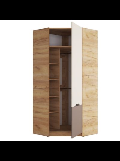 Rich Шкаф ШК-003 (угловой) Дуб Крафт золотой - Миндаль/Глиняный серый