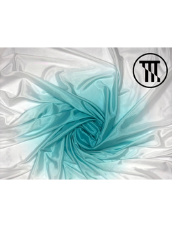Перлшифон градиент, цв. Мятно-бирюзовый + Белый (R=75)