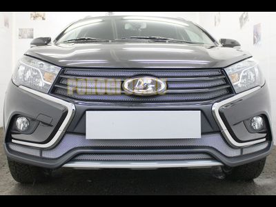 Защита радиатора Lada Vesta 2015- / Vesta SW 2017- / Vesta Cross 2018- / Vesta SW Cross 2018- (4 части) chrome верх