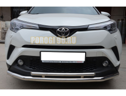 Защита переднего бампера двойная d60/42 для Toyota C-HR (2018-...)