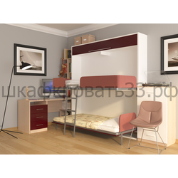 Двухъярусная детская кровать шкаф трансформер "Kids"