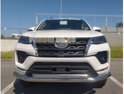 Защита переднего бампера двойная d76/60 для Toyota Fortuner (2020-...)