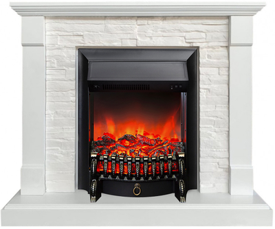 Электрокамин Тауэр WT камень белый с очагом Fobos