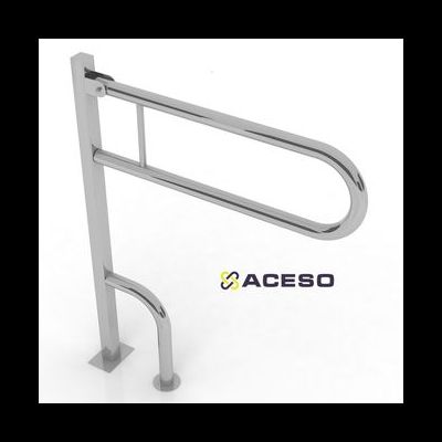 Поручень откидной напольный  на стойке для унитаза 750х170х850 мм. Опорная стойка 40*40 с крепление в пол