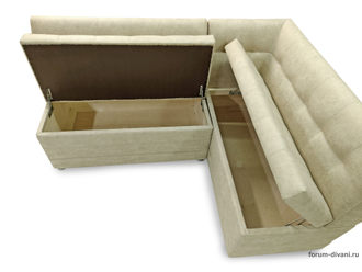 Кухонный Угловой диван "ФОРУМ-5МН" Слоновая кость, правый