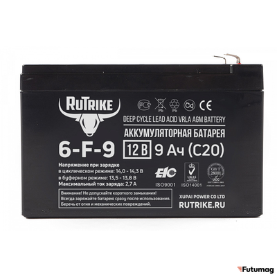 Аккумулятор RuTrike 6-F-9 (12V9A/H C20)