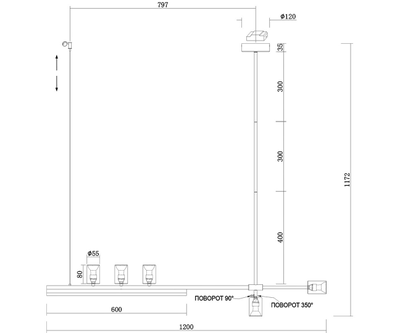 07618-120 36 Люстра Рия латунь L120 GU10 5*5W+Led 12W (3000K) (лампы в комплекте)