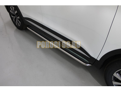 Пороги с площадкой (нерж. лист) 42,4 мм ТСС для Chery Tiggo 7 PRO MAX 2025-