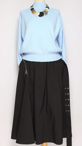 Юбка хлопок "Молния хлястик" черная до р.52