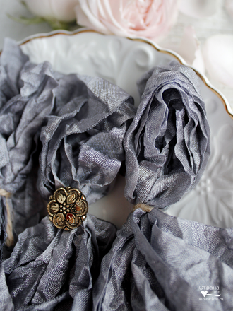 Шебби лента Жемчужный серый в интернет магазине Страна лент крупный план