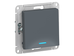 Выключатель 1-клавишный с подсветкой, грифель, серия Atlas Design