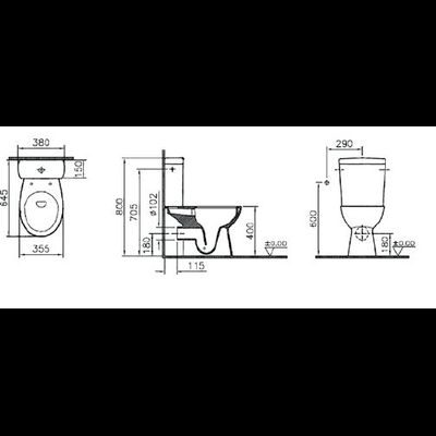 Комплект: Напольного безободкового унитаза VitrA S10, Open-Back, с сиденьем микролифт, 9822B003-7204