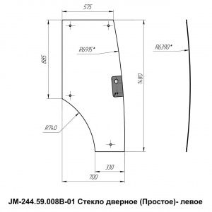 Стекло дверное левое кабинное JM-244 Kmg (Простое)