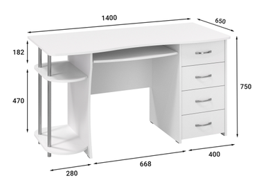 Стол компьютерный С-222БН Белый структурный