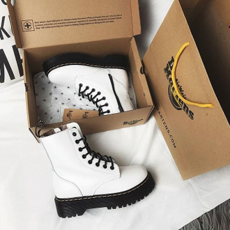 Ботинки Dr Martens Jadom Smooth White на толстой подошве белые