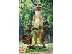 СУРИКАТ у забора с кашпо 61*38см   3,6кг   полистоун Россия 3717/016729