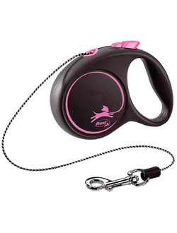 Flexi рулетка Black Design XS (до 8 кг) 3 м трос черный/розовый