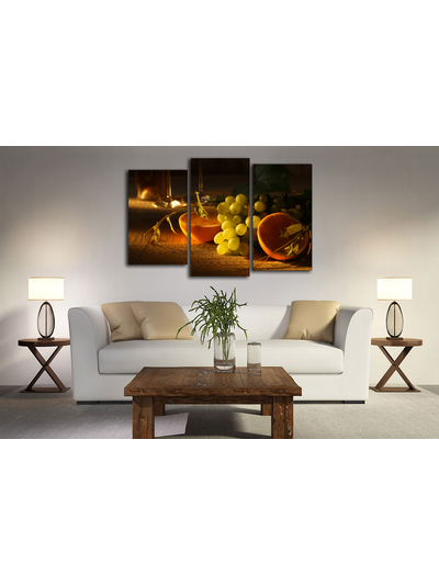 Модульная картина "Виноград с апельсином"