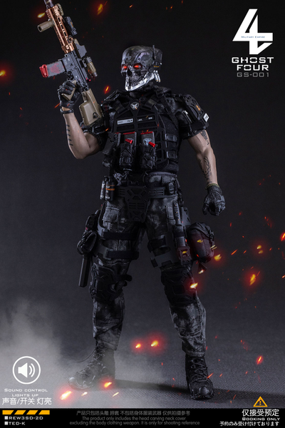 Голова (скульпт) Кибер-череп с LED-подсветкой - 1/6 GHOST FOUR (GS-001) -  Military Empire