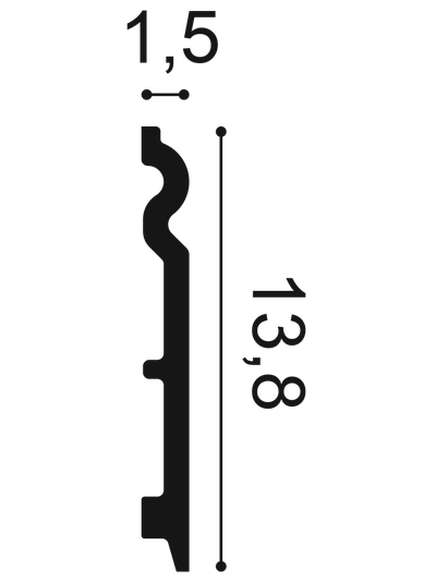 Плинтус ORAC Decor SX138, дюрополимерный, влагостойкий, ударопрочный, под покраску, длина 2 метра