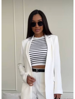 Удлиненный жакет свободного кроя (белый)