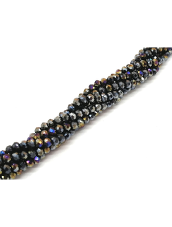 Бусины стеклянные граненные "Рондель", 2 мм, цвет черный бензин (321)