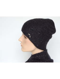 Черная женская шапка с пайетками Vizio Италия 8058 CY  фото