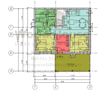 Проект каркасного дома с сауной №63