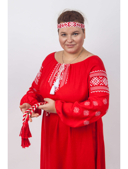 Славянское платье с вышивкой  "Репейник счастья".